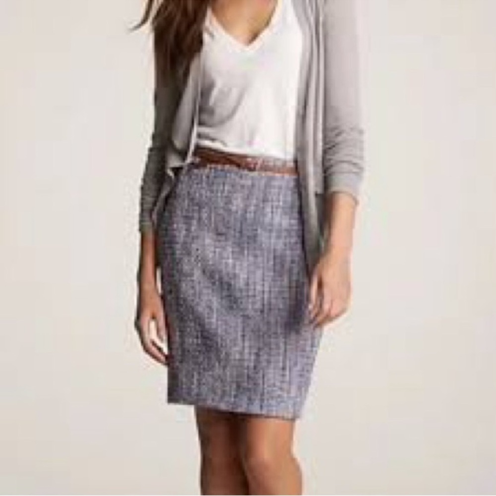 J. Crew Navy and White Tweed Lined Pencil Skirt size 12